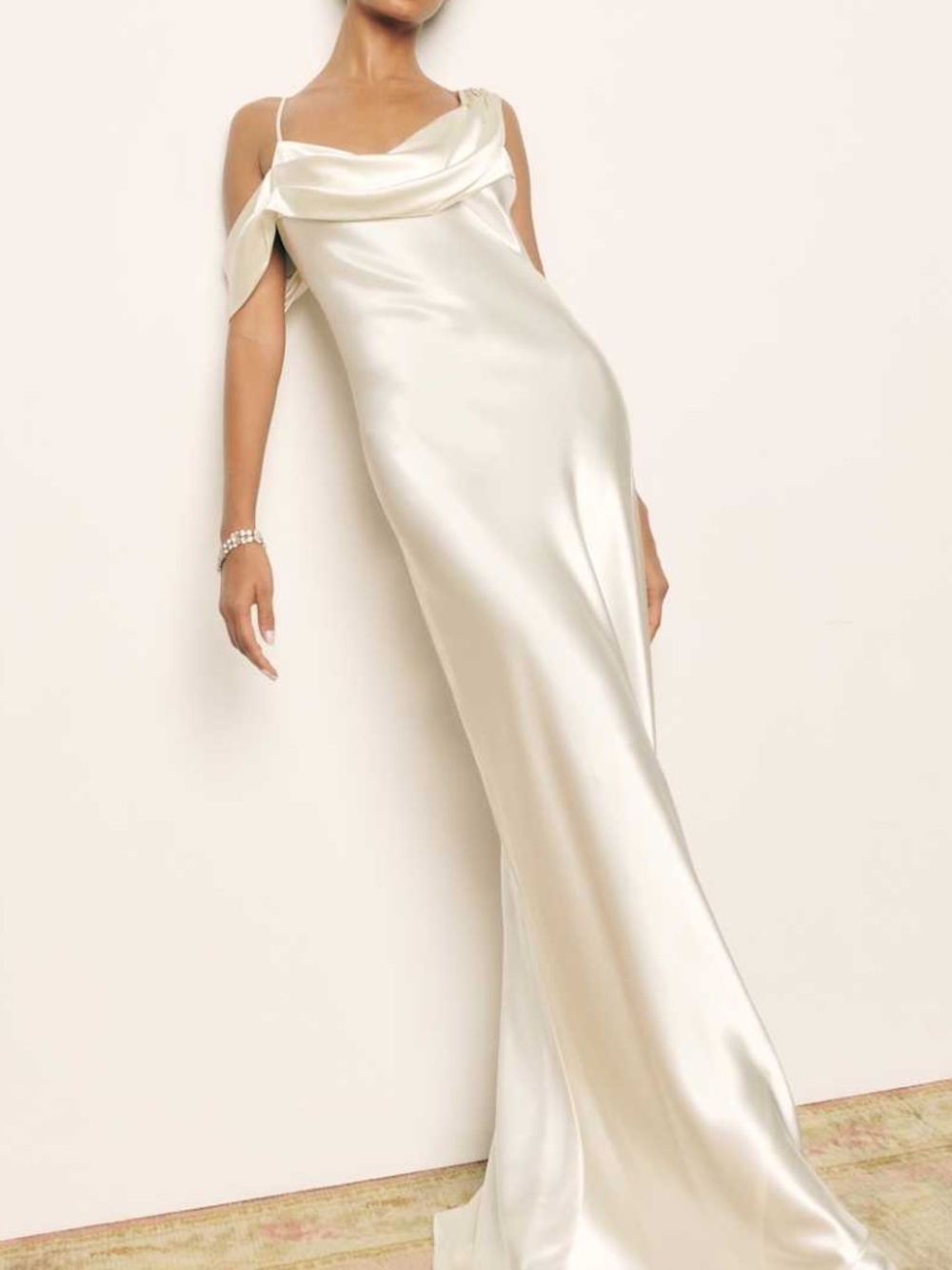 Reformation RONDA White Ivory Silk Maxi Wedding Dress Bridal Gown Drape w/Tags 6